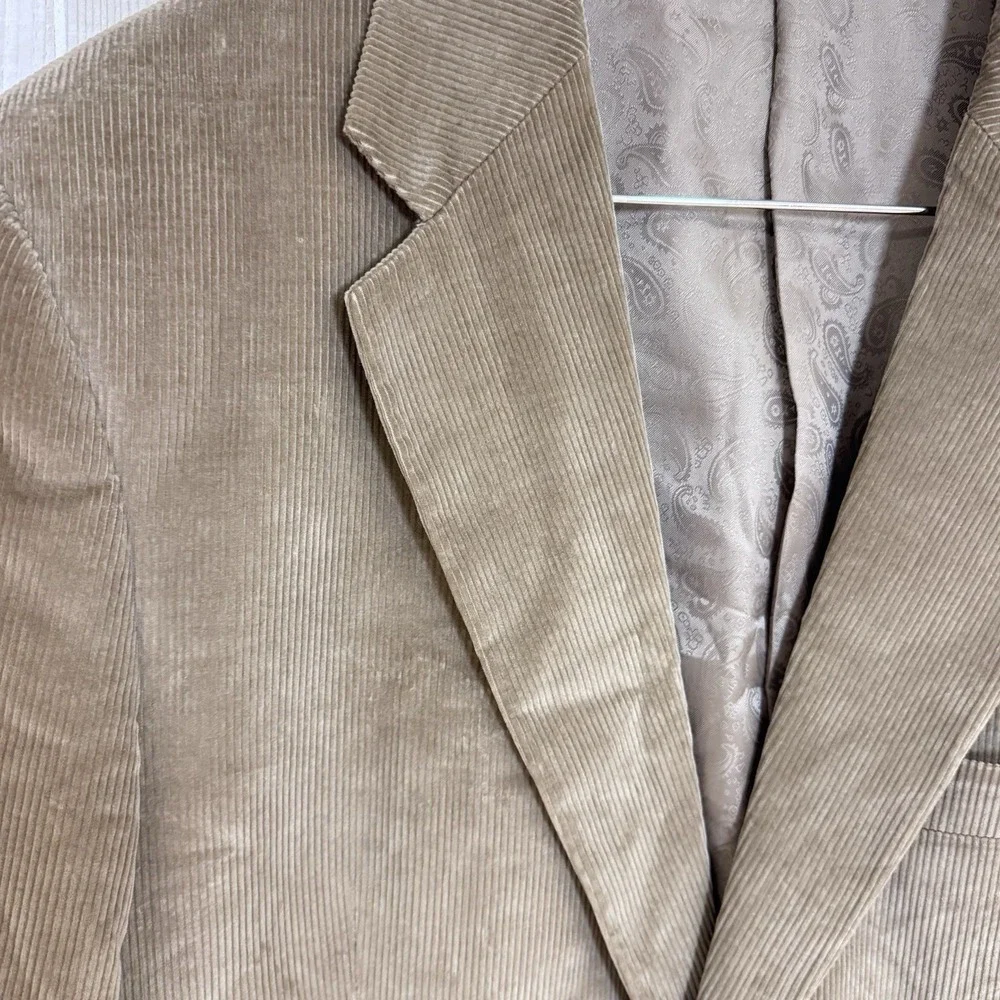 VTG Stafford 44R Men's Blazer Jacket Tan‎ Classic Fit Sport Coat Corduroy Cotton